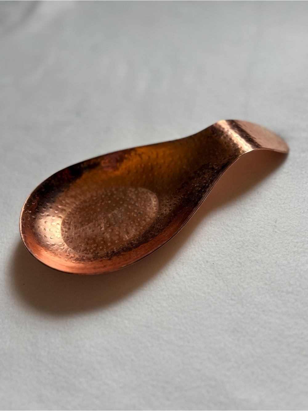 Hand-Hammered Copper Spoon Rest - Warm Copper, rustic, kitchen tool